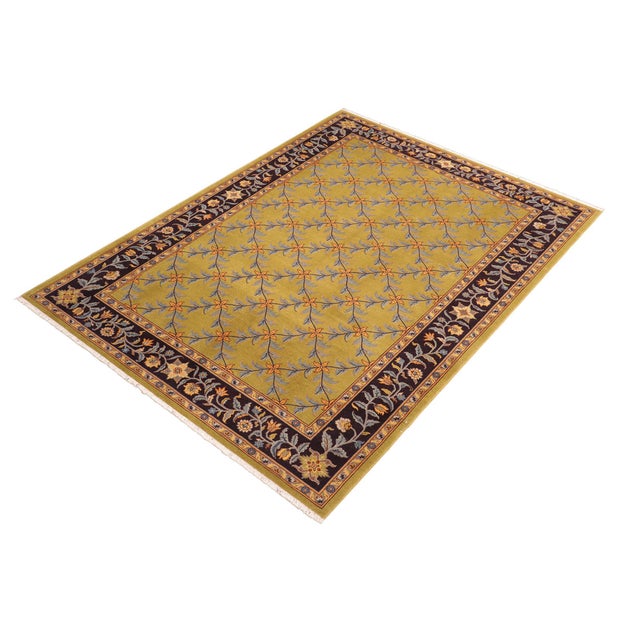 Shabby Chic Shabby Chic Green/Aubergine Wool Rug - 6'2'' X 9'2'' For Sale - Image 3 of 10