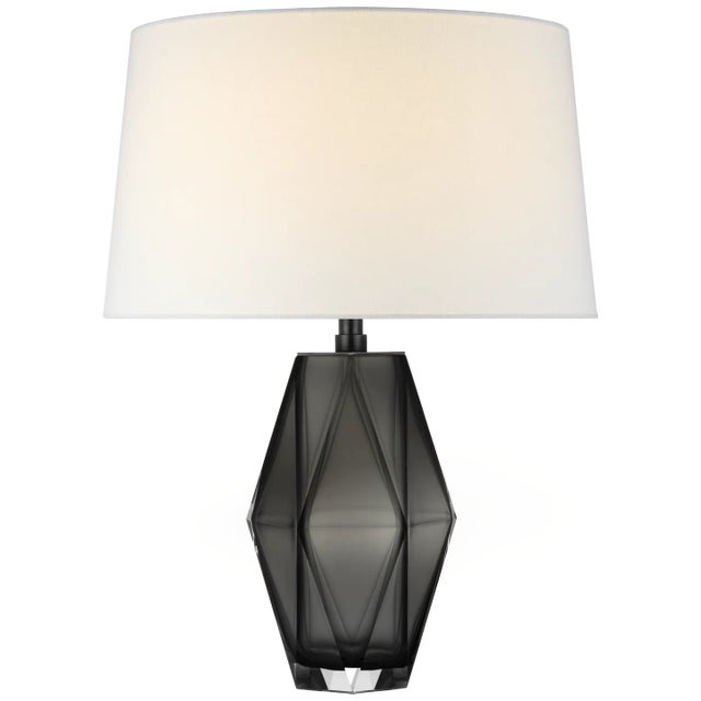 Palacios Medium Table Lamp in Smoked Glass with Linen Shade Designer: Chapman & Myers Height: 20.75" Shade Detail:...