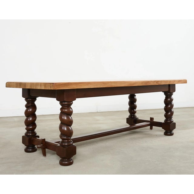 Farmhouse Country English Walnut Farmhouse Barley Twist Dining Table For Sale - Image 3 of 18