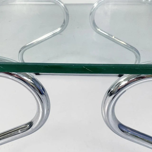 Mid-Century Italian Glass and Steel Coffee Table, 1970s For Sale - Image 6 of 10