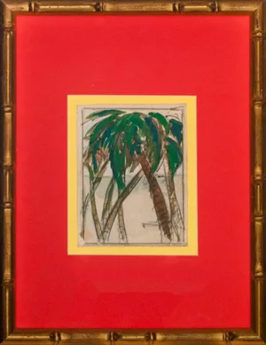 "Palm Trees" Painting, 1950s