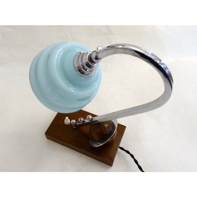 Art Deco Sculptural Saturn Table Lamp in Light Blue Opaline Glass, 1930s For Sale - Image 6 of 13
