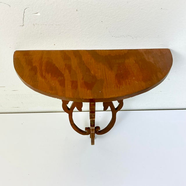 1960s 1960s Vintage Americana Boho Chic Folk Art Fret Work Pine Wall Bracket Shelf For Sale - Image 5 of 15