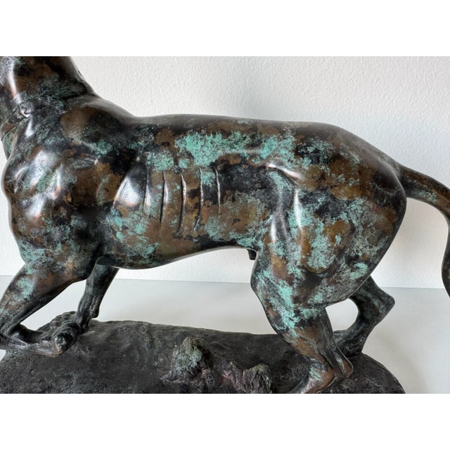 1970s Vintage Bronze Dog Sculpture Signed Roger For Sale - Image 5 of 12