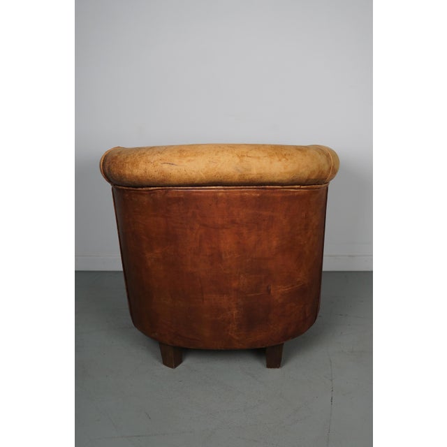 Vintage Dutch Cognac Colored Leather Club Chair For Sale - Image 10 of 16