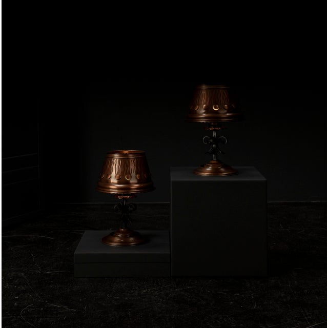 Copper Table Lamp in Cast Iron, 1960s, Set of 2 For Sale - Image 6 of 18