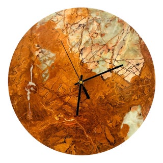 Brown Onyx Wall Clock by Forzini For Sale