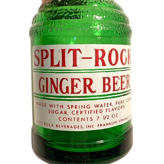 1960s 1960s Mid Century Split Rock Green Glass Ginger Beer Bottle For Sale - Image 5 of 9