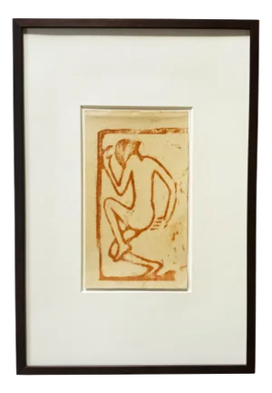 Christian Rohlfs, Zwei Tanzende, 1913/25, Color Woodcut, Provenance Paul Vogt, Essen