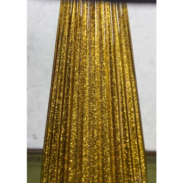 Italian Murano Ribbed Glass Table Lamp With Gold Flecks, 1960s For Sale - Image 4 of 6