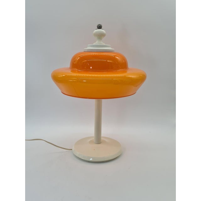 Space Age Table Lamp with Orange Glass Shade, Europe, 1970s For Sale - Image 6 of 12