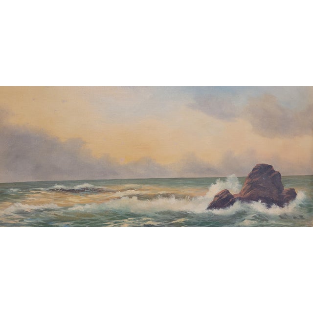Large Seascape 1950s Oil Painting Signed For Sale - Image 14 of 18