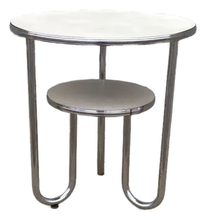 Royal Chrome Round 2-Tier Side Table Circa 1930's