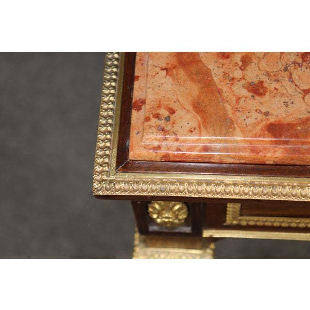 19th Century French Louis XVI Style Marble Top Writing Table With Bronze Mounts For Sale In Philadelphia - Image 6 of 10