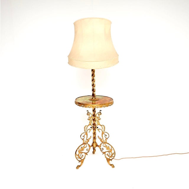 Vintage French Onyx and Brass Floor Lamp, 1920s For Sale - Image 3 of 9