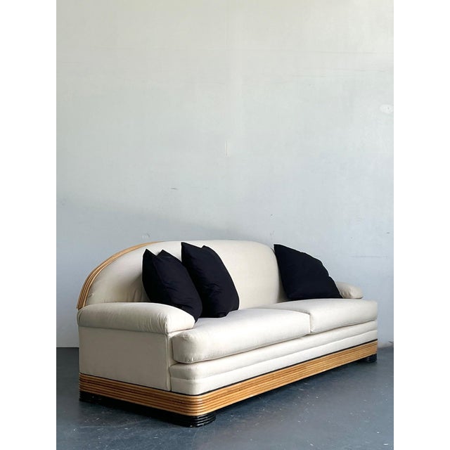 Vintage Stacked Reed Arched Sofa For Sale - Image 4 of 18