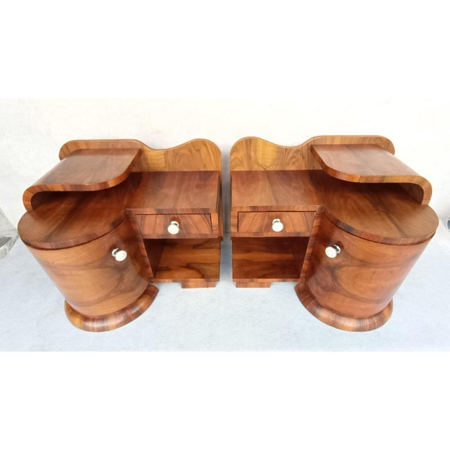Art Deco Bedside Tables by Jindřich Halabala for Up Závody, 1930s, Set of 2 For Sale - Image 3 of 16