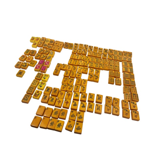 Mid 20th Century Vintage Bakelite Butterscotch Mahjong Tiles- A Set of 158 Pieces For Sale - Image 5 of 12
