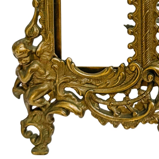 Art Nouveau Antique French Art Nouveau Patinated Bronze Double Photo Frame For Sale - Image 3 of 9