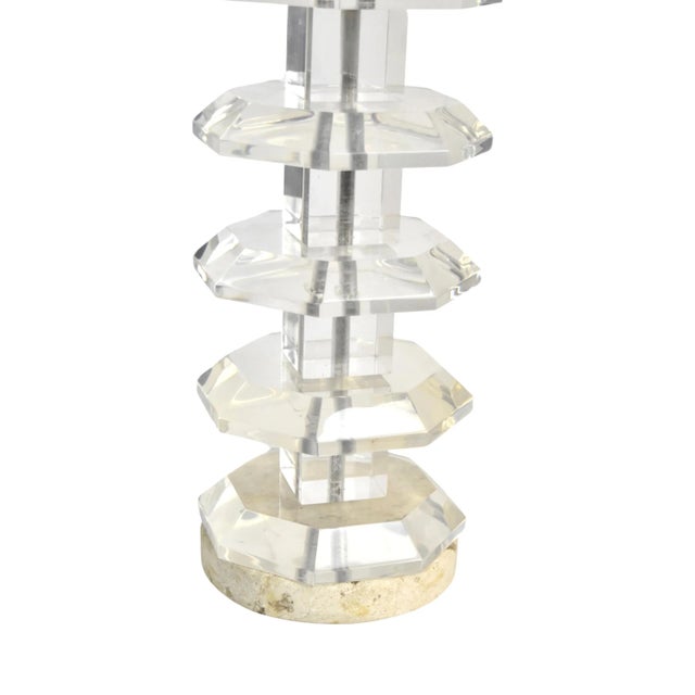 Pair of Mid 20th Century Modern Octagonal Base Acrylic Lucite Table ...