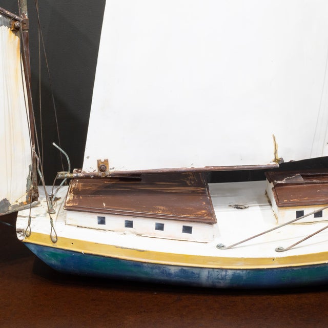 Wood Vintage Seafood Restaurant Ship Model Exterior Display c.1960 For Sale - Image 7 of 14
