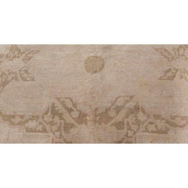 Brown Antique Indian Amritsar Pale Brown and Beige Handwoven Wool Rug For Sale - Image 8 of 9