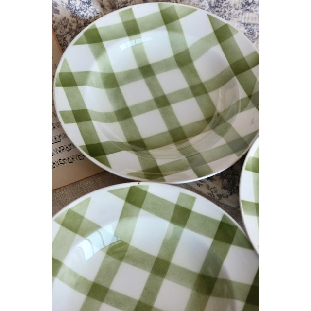 1980s Nappe Green Earthenware Soup Plates from Moulin Des Loups, 1980s, Set of 4 For Sale - Image 5 of 8