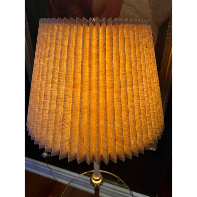 Vintage Stiffel Brass Floor Lamp With Integrated Glass Drink Table Original Shade For Sale - Image 12 of 12