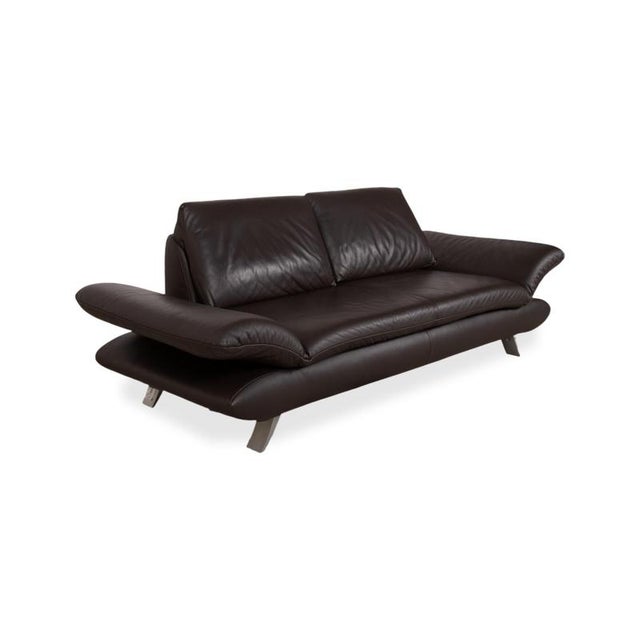 Modern Leather Three-Seater Brown Manual Function Sofa from Koinor Velluti For Sale - Image 3 of 17