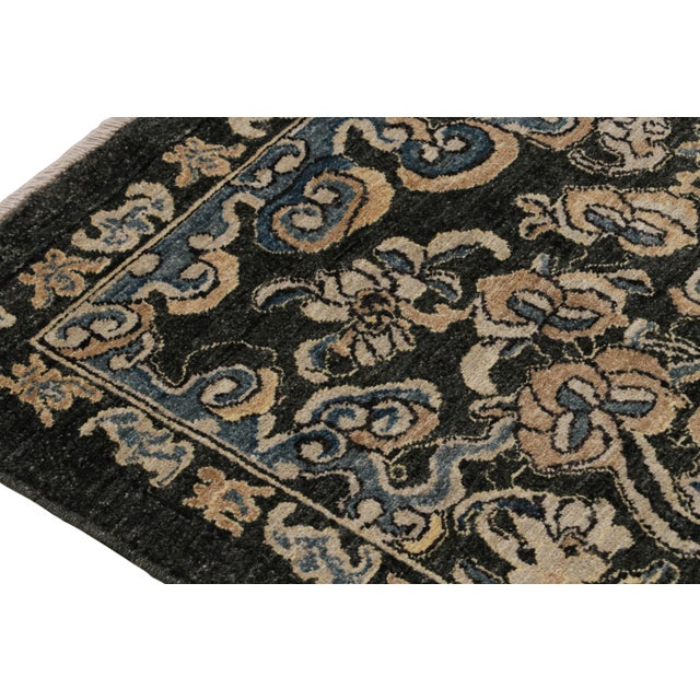 2010s Rug & Kilim’s Chinese Pictorial Square Rug in Dark Gray and Black For Sale - Image 5 of 6