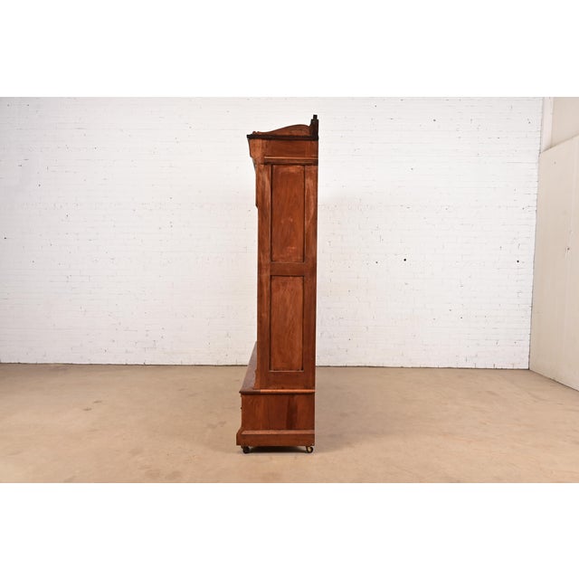 Herter Brothers Style Antique Eastlake Victorian Carved Walnut Triple Bookcase or Display Cabinet, Circa 1880s For Sale - Image 10 of 12