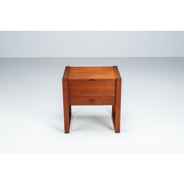 Scandinavian Modern Storage Cabinet in Teak with Sled Base Denmark 1960 For Sale - Image 4 of 16