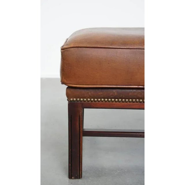 Animal Skin Ottoman in Sheepskin with Wooden Frame For Sale - Image 7 of 12