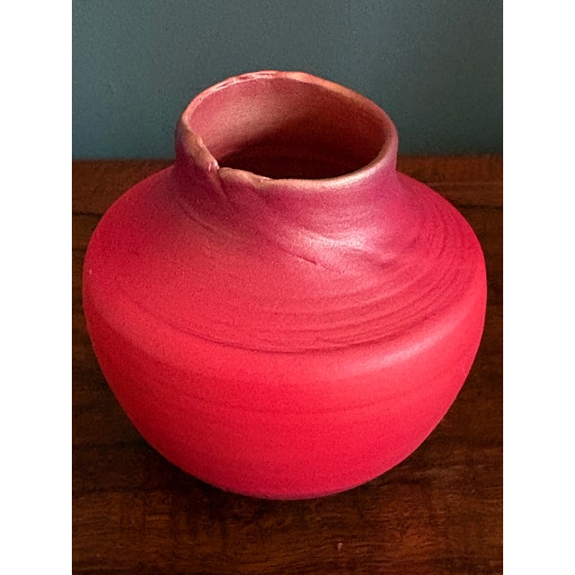 Folk Art Tom Krueger Signed Foku Pottery Vase For Sale - Image 3 of 6