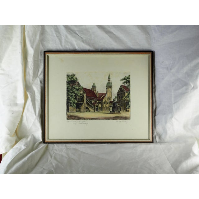 Early 20th Century German Willy Scholtz View of the Burgsplatz in Brunswick Print, Framed For Sale - Image 9 of 12