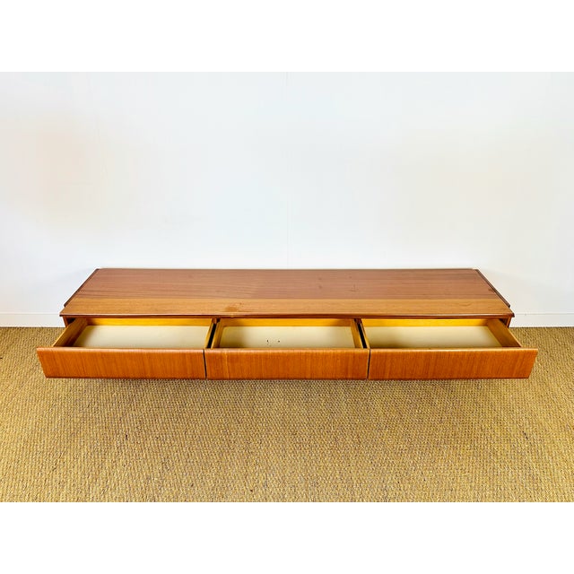 Low Scandinavian Teak Sideboard with 3 Drawers and Splayed Legs, 1960 For Sale - Image 16 of 18