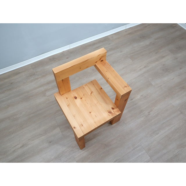 Wood Steltman Chair in Larch Wood from Gerrit Rietveld, 1980s For Sale - Image 7 of 14