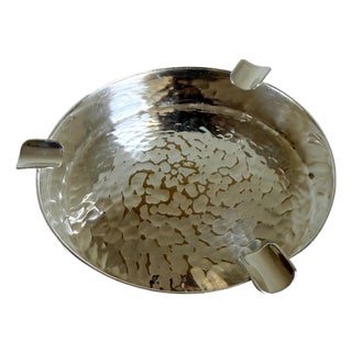 Christofle Hammered Silver Plate Ashtray, Late 20th Century For Sale