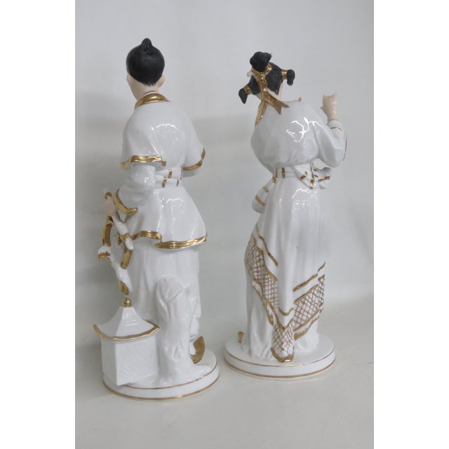 Andrea by Sadek 2 Porcelain Figures 6818 White and Gold Trim Made in Japan 4824b For Sale - Image 15 of 18