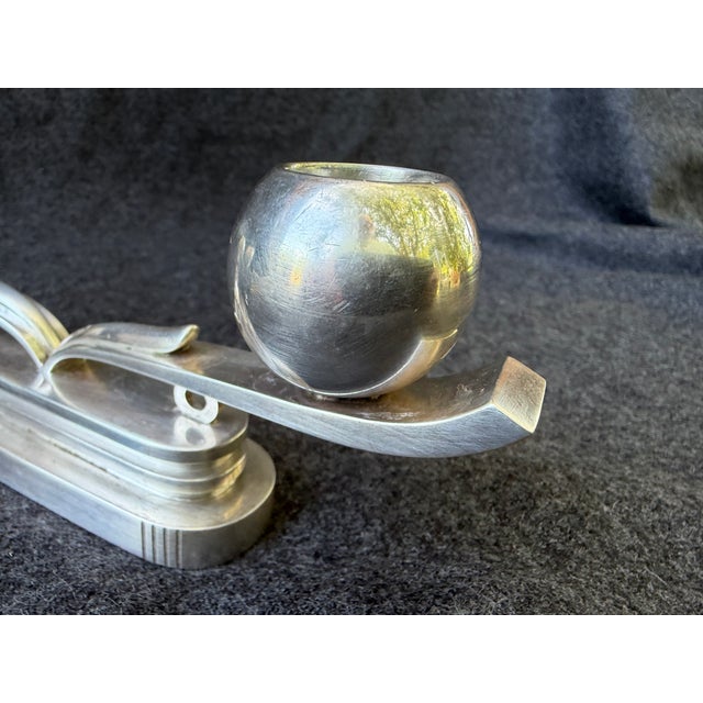 Hans Hansen Sterling Silver Low Art Deco Candlesticks For Sale - Image 13 of 18