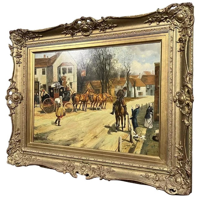 19th Century W. G. Reid, Carriage and Horses Scene, 1800s, Oil on Panel For Sale - Image 5 of 5