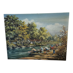 Vintage Asian Oil Painting, Signed