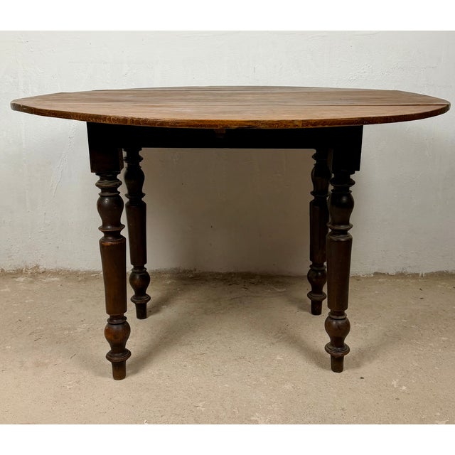 Spanish Wood Drop-Leaf Dining Table with Turned Legs, 1920 For Sale - Image 4 of 15