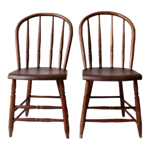 Antique Spindle Back Dining Chairs Pair