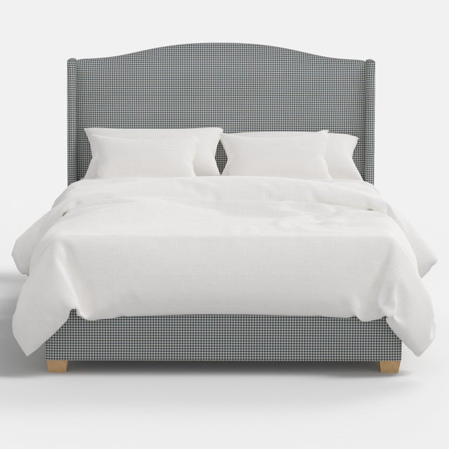 Not Yet Made - Made To Order Stoffer Home x Cloth & Company Julia Wingback Bed in Denim Blue Mini Gingham, Full/Double For Sale - Image 5 of 7