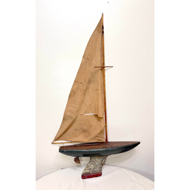Rare Antique 19th Century Handmade Folk Art Wood Metal Sailing Yacht Sail Boat For Sale In New York - Image 6 of 18
