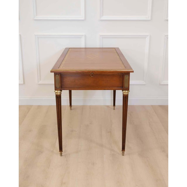 Brown French 20th Century Louis XVI Style Flat Desk For Sale - Image 8 of 11