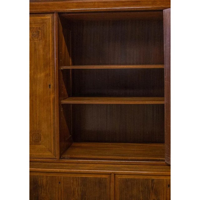 Wood Large Rosewood Three Door Fitted Salon Cabinet with Geometrically Veneered Fronts Raised on Turned Tapering Legs, 1920s For Sale - Image 7 of 8