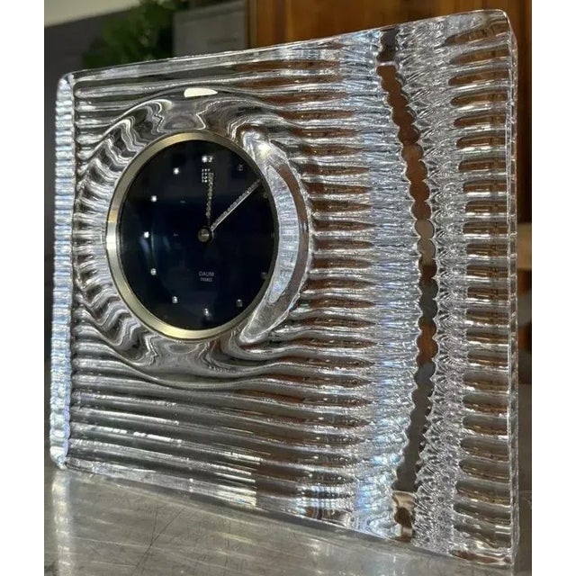 Vintage Crystal Desk Clock from Daum France, 1970 For Sale - Image 3 of 8