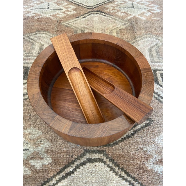 Brown Vintage Dansk Salad Bowl & Server Set For Sale - Image 8 of 10